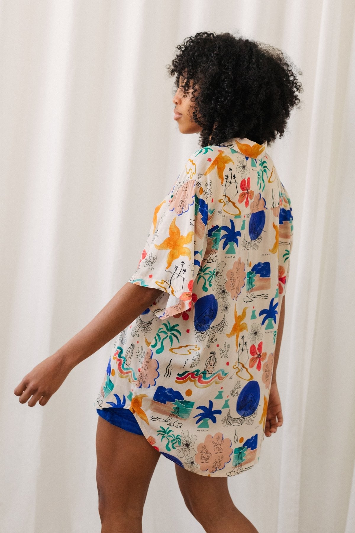 relaxed fit tropical print shirt