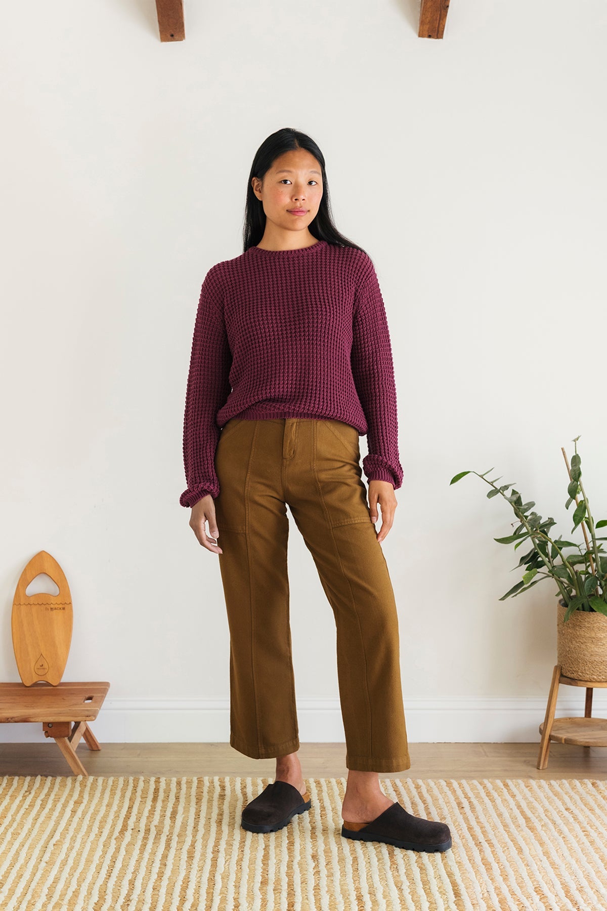 Oversized organic cotton cranberry knit