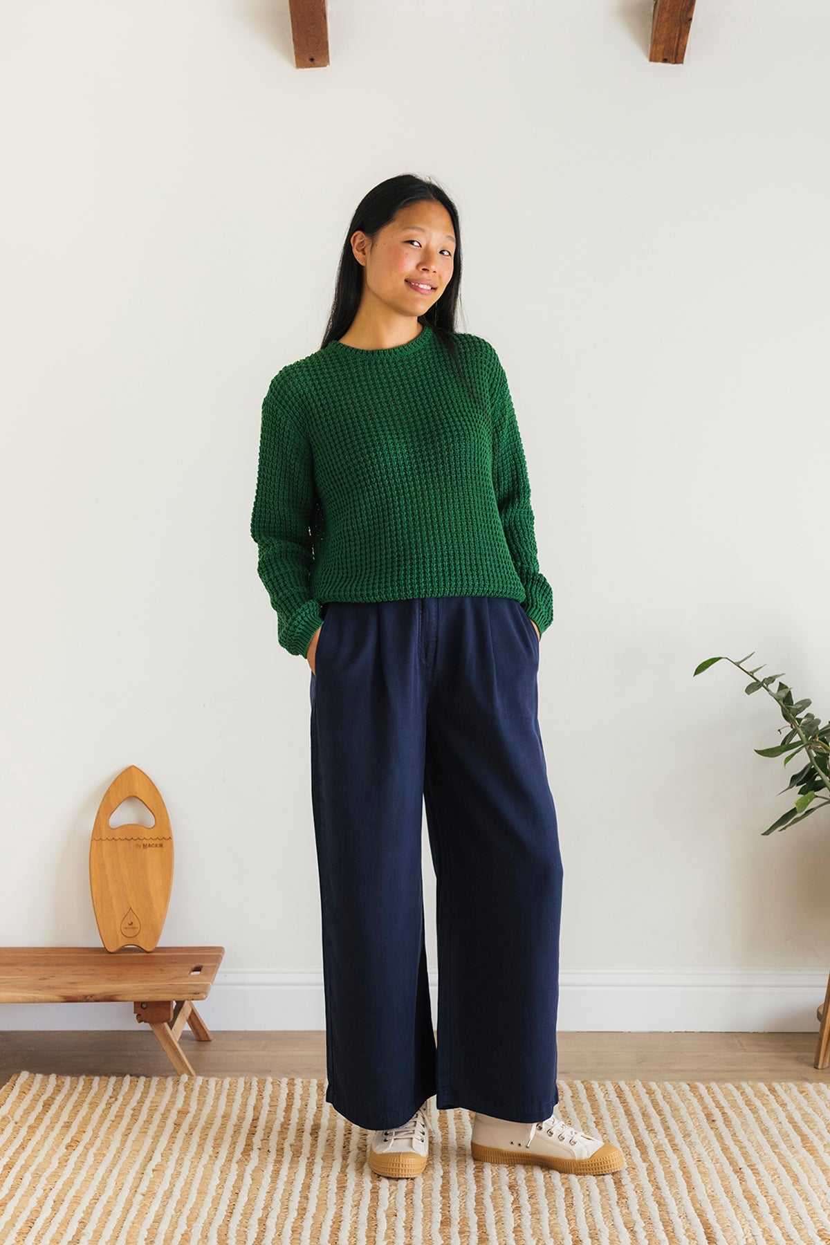Oversized organic cotton green knit