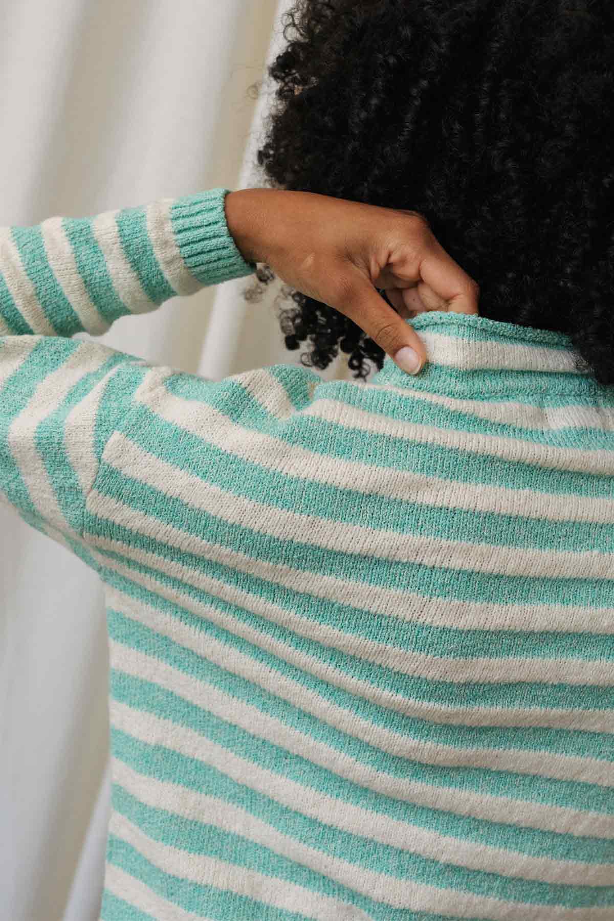 ribbed cuffs cotton mint knit