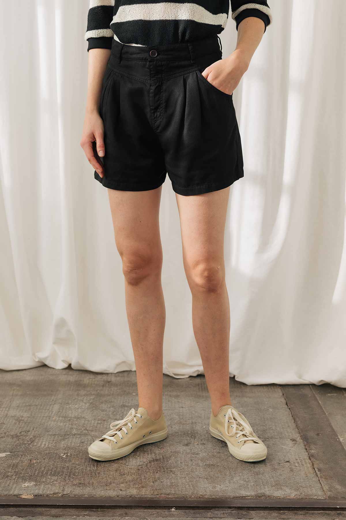 meta-preview, tencell black shorts for women