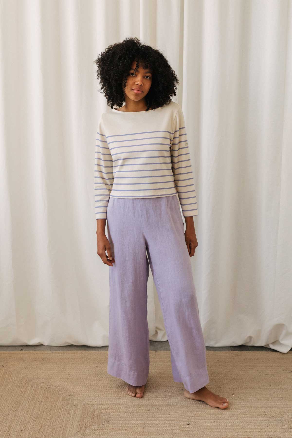 breathable high-waist purple pants