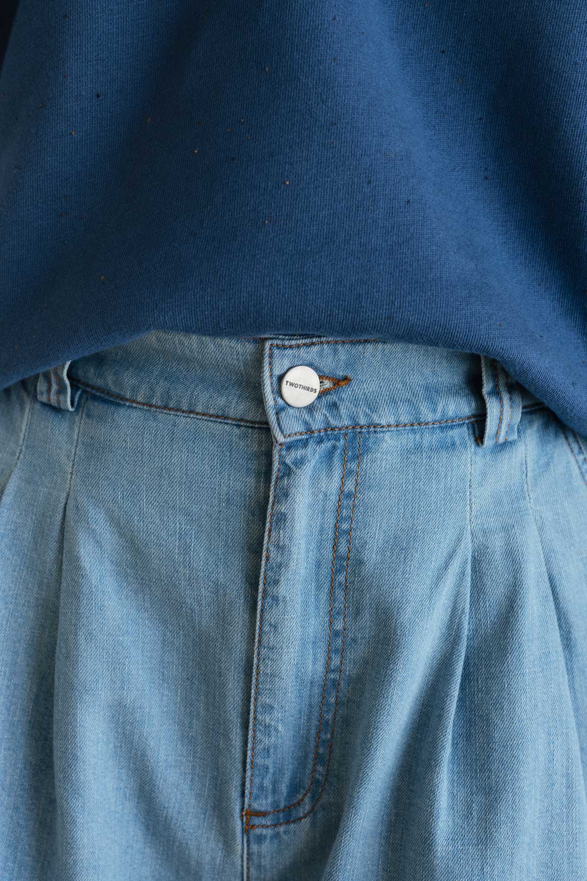 Soft light-blue denim shorts