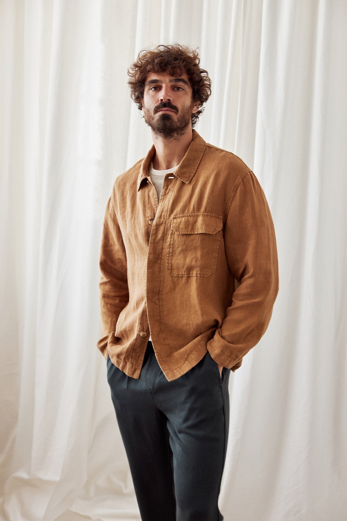 linen yellow lightweight jacket for men