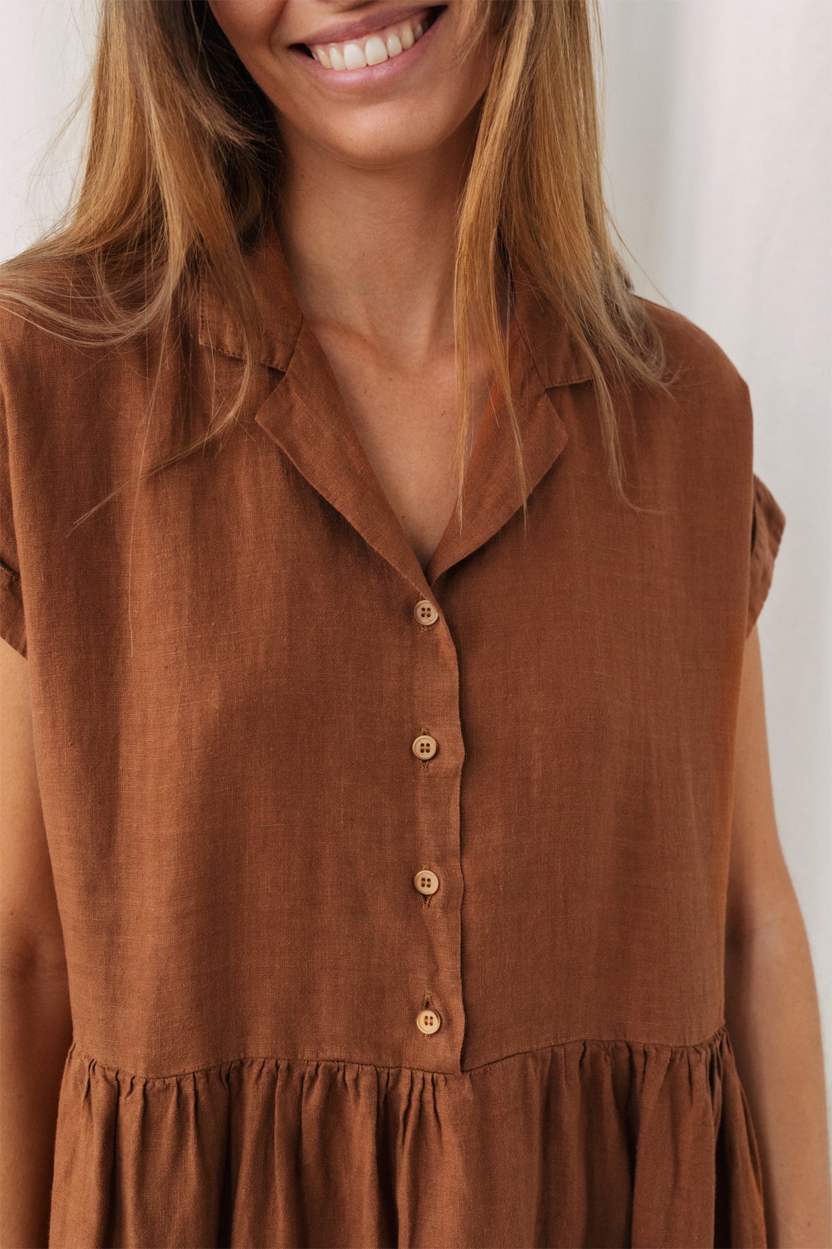 linen brown dress