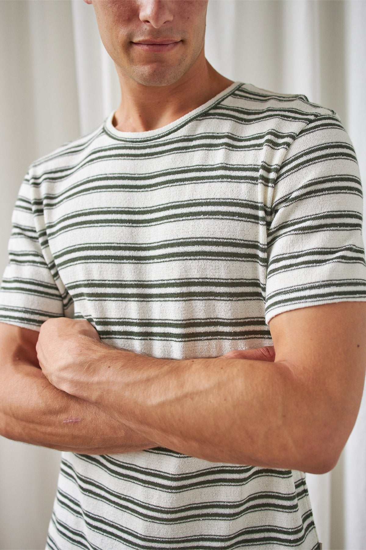 green striped sustainable tee