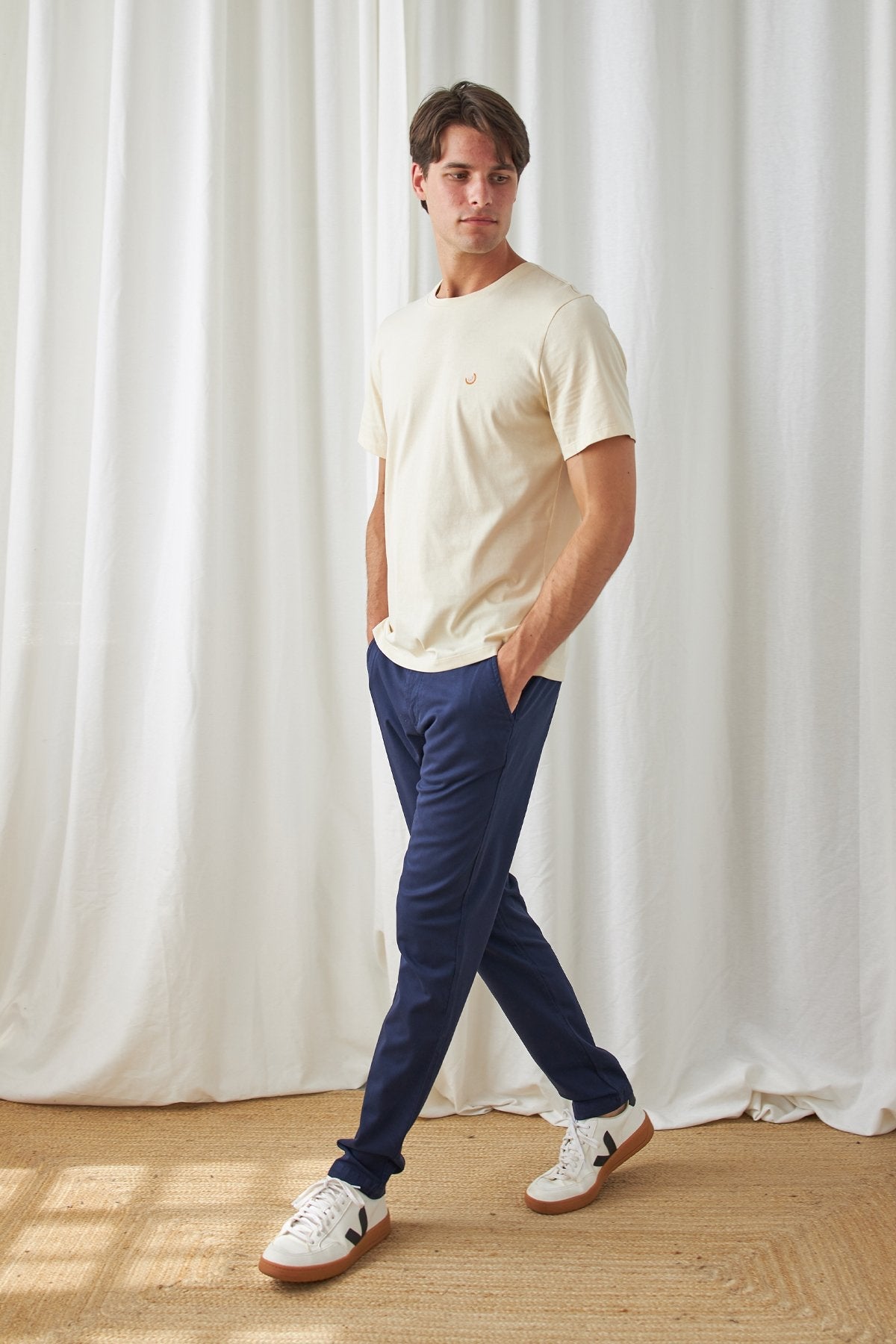 breathable blue navy chinos for men