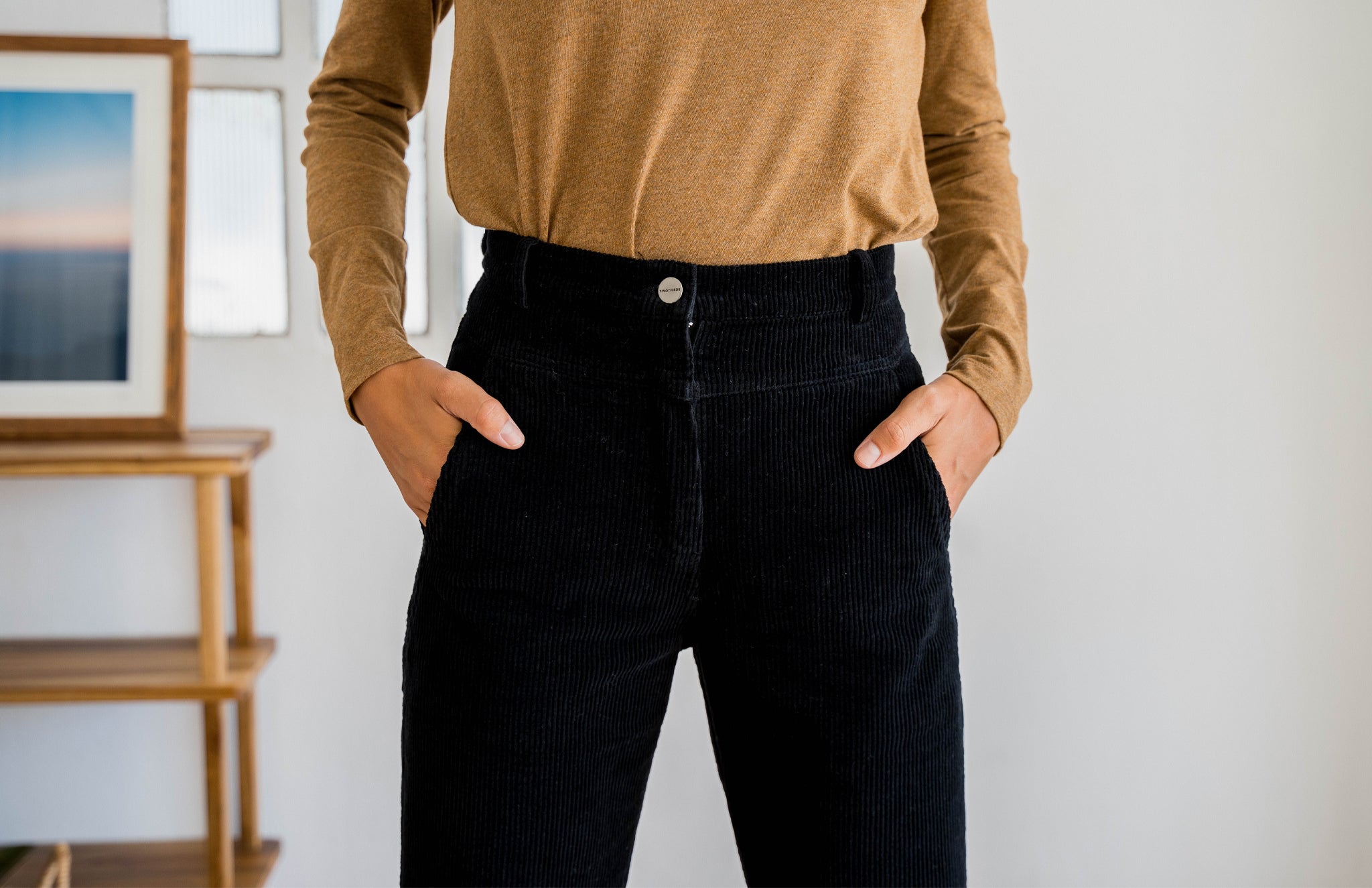 Plus Black Corduroy Trousers | Plus Size | PrettyLittleThing