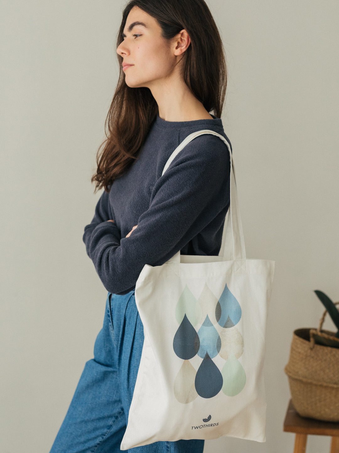 Small Tote Bag - Drops Natural